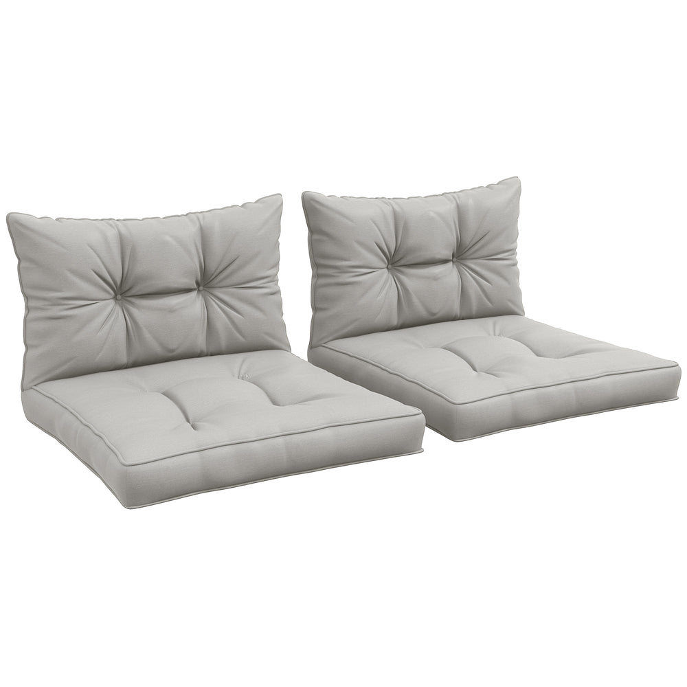 Outsunny 4-Piece Seat Cushions Back Pillows Replacement, Patio Chair Cushions Set for Indoor Outdoor, Light Grey