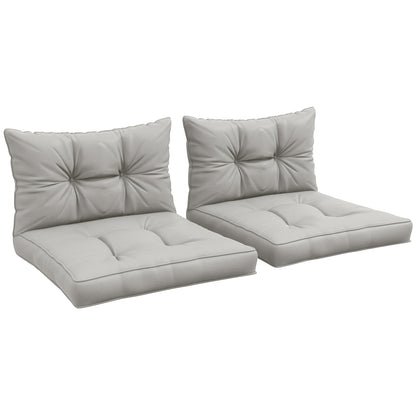 Outsunny 4-Piece Seat Cushions Back Pillows Replacement, Patio Chair Cushions Set for Indoor Outdoor, Light Grey