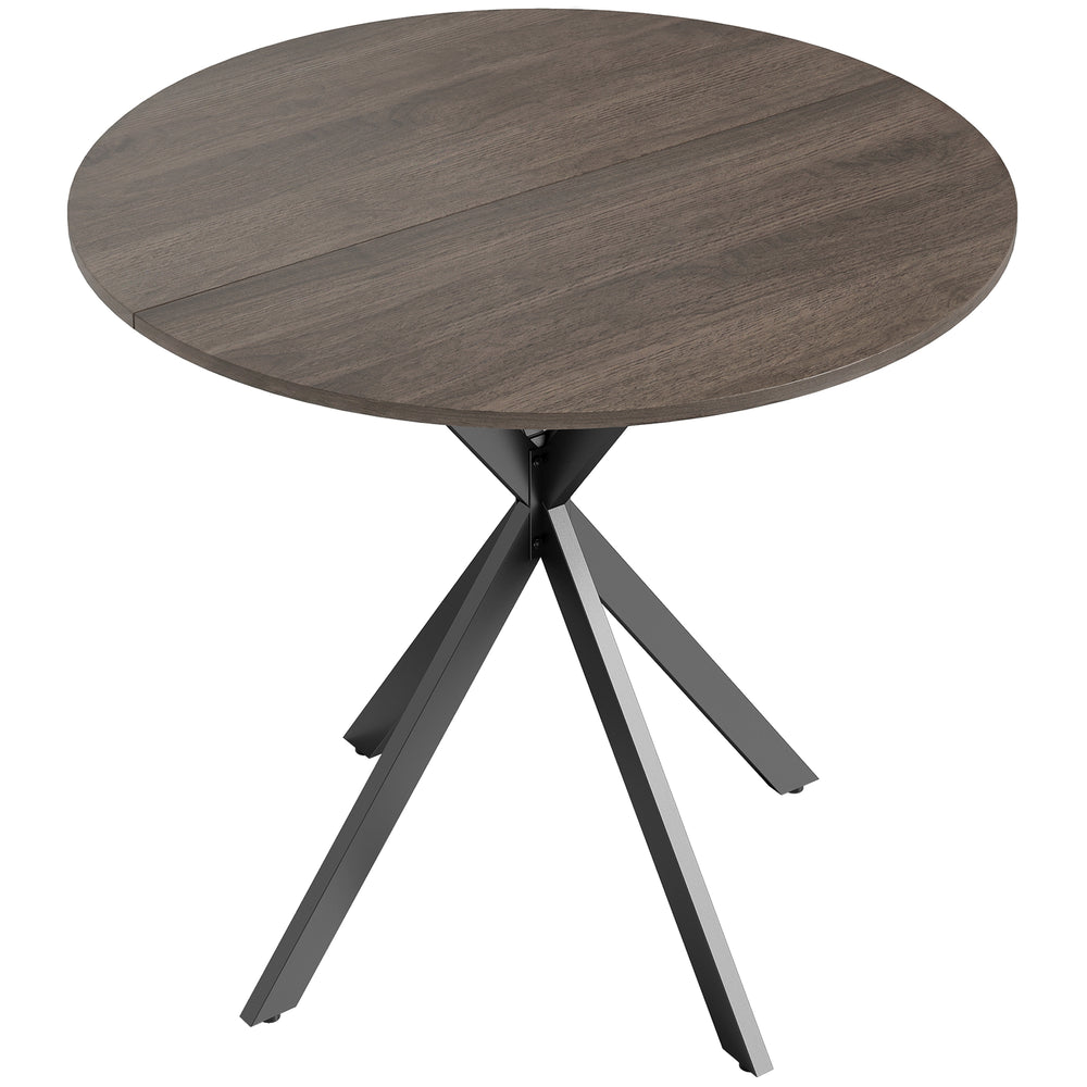 HOMCOM 80cm Industrial Round Dining Table - Brown