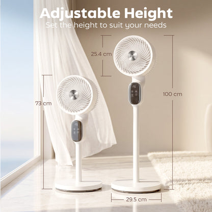 HOMCOM 20 dB Silent Standing Fan for Bedroom, 39" Pedestal Fan with Remote, 90Â° Oscillating, 8 Speeds, Adjustable Height, White