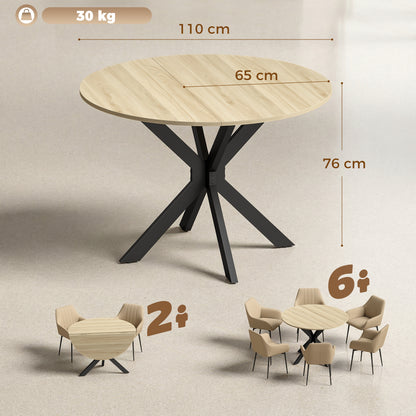 HOMCOM Folding Dining Table, Drop Leaf Table with Adjustable Feet, Natural Wood Finish