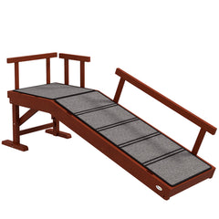 PawHut Wooden Dog Ramp with Removable Guardrails, Non-Slip Surface, 125 cm Long, Brown