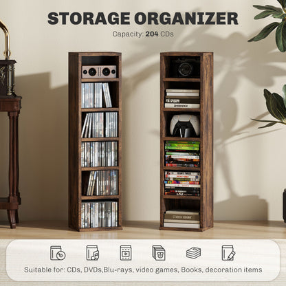 HOMCOM Set of Two 102 CD Storage Units - Mid Brown Wood-Effect