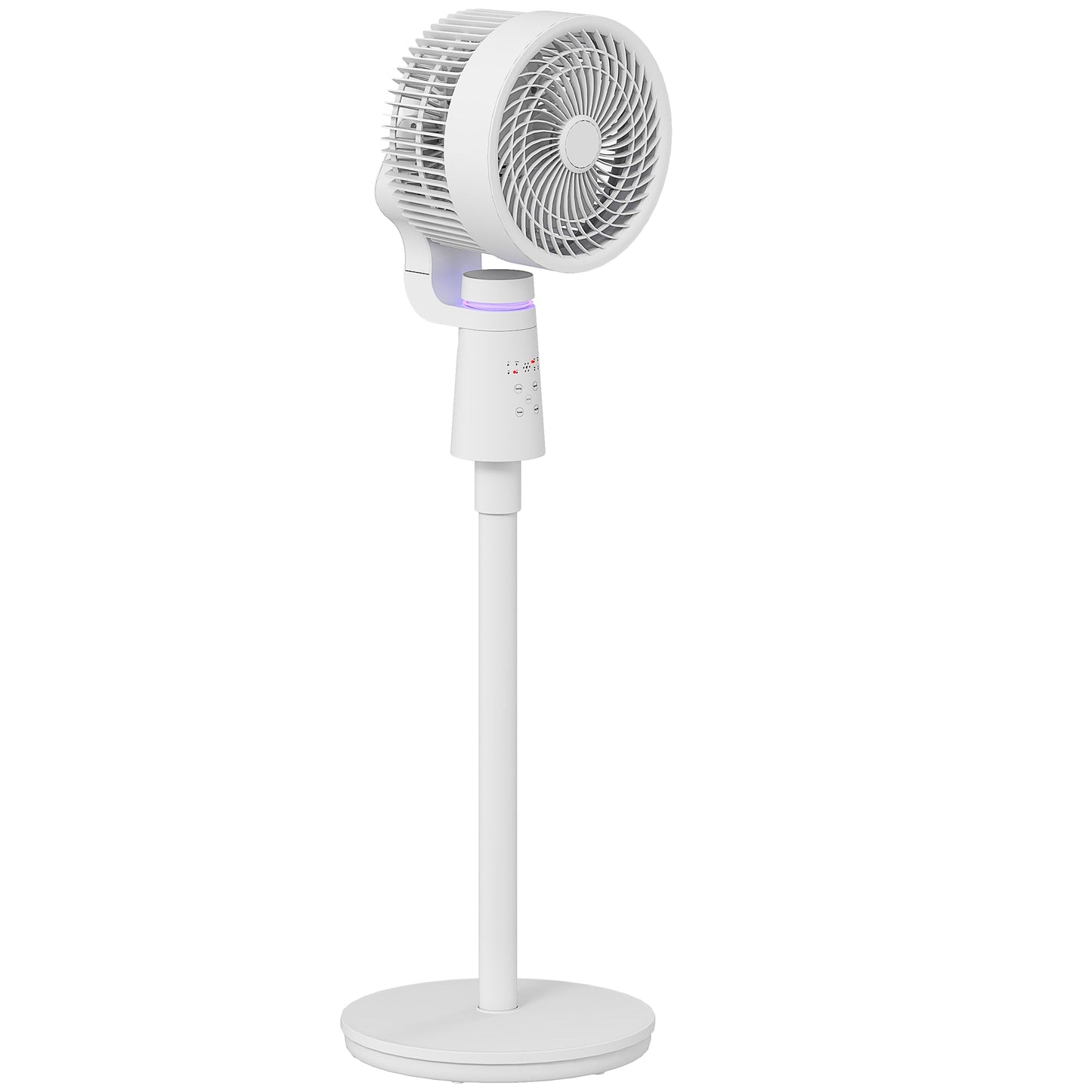 HOMCOM Pedestal Air Circulation Fan with Oscillating, Light Off, White