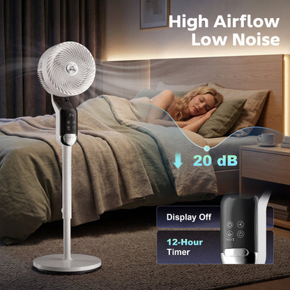 HOMCOM 20 dB Silent Standing Fan, 41" Pedestal Fan with Remote, 85Â° Oscillating, 8 Speeds, Adjustable Height, 12H Timer