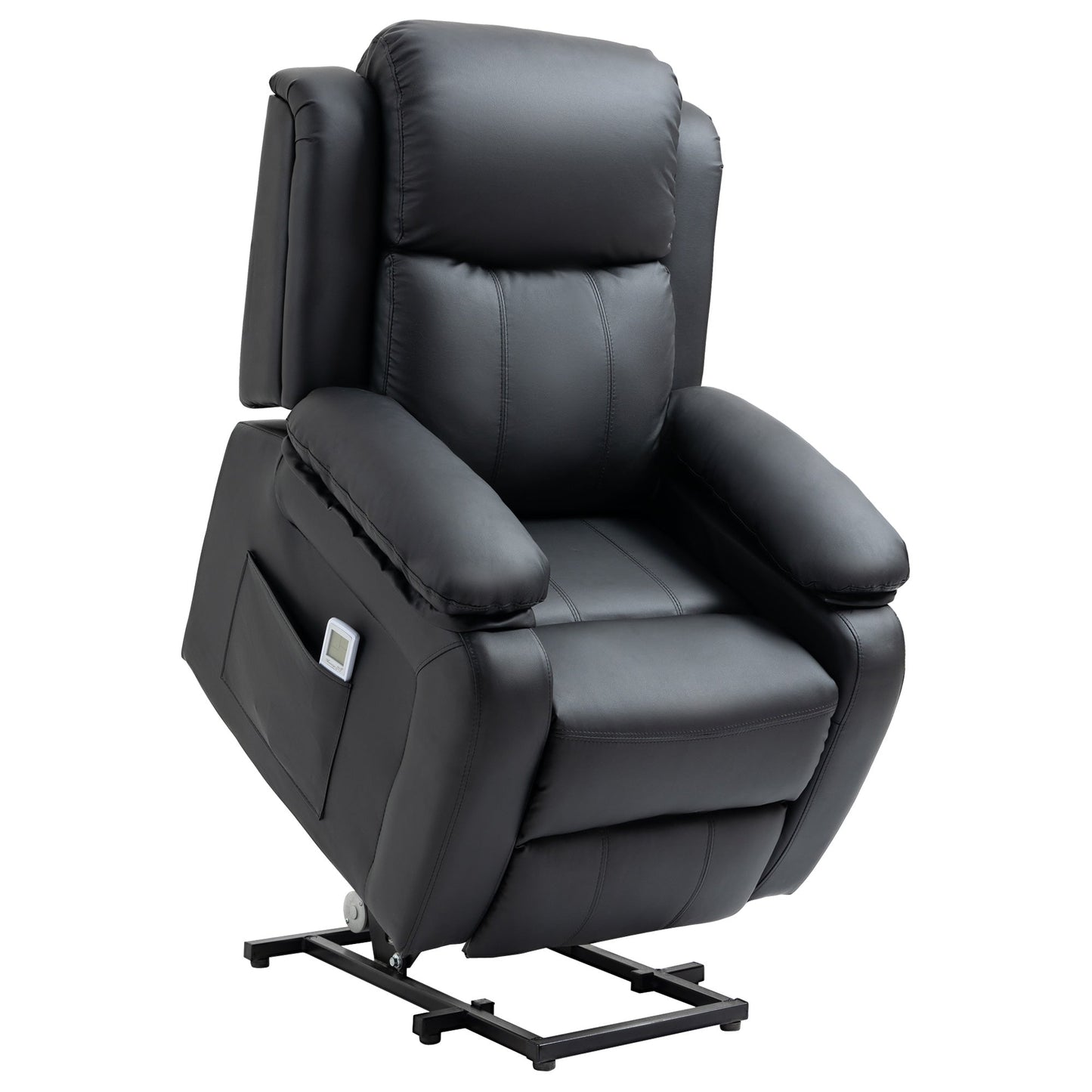 Electric Power Lift Recliner Chair Vibration Massage Reclining Chair with Remote Control and Side Pocket, Black