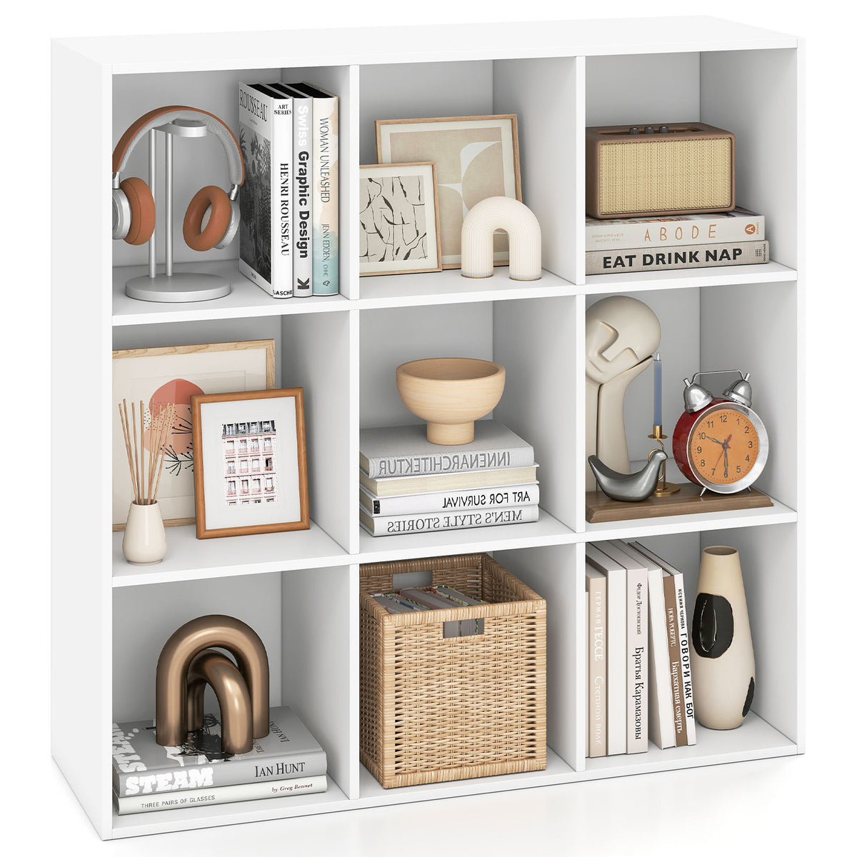 9-Cube Book Shelf Wooden Bookshelf Modern Bookcase Storage Organizer
