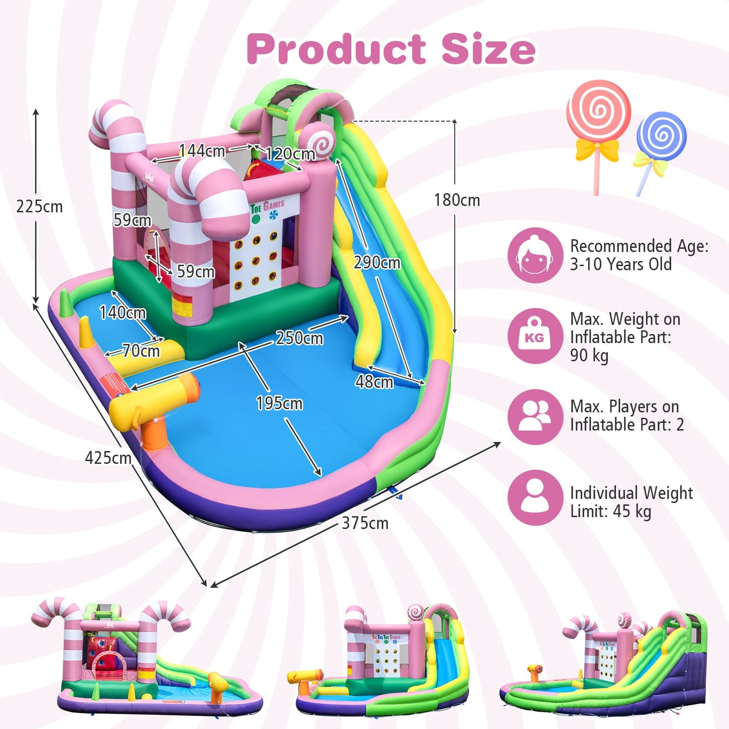 9-in-1 Inflatable Sweet Candy Water Bounce House