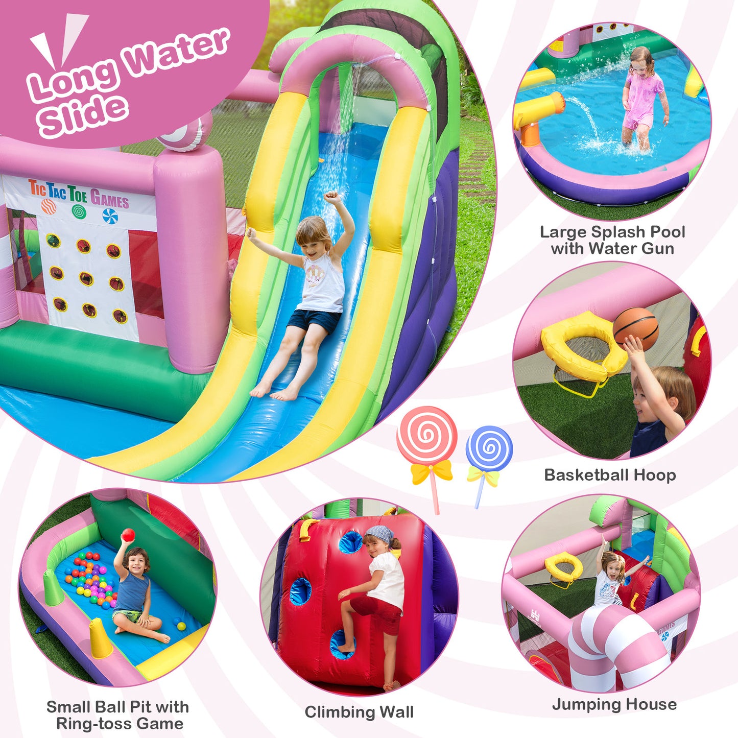9-in-1 Inflatable Sweet Candy Water Bounce House