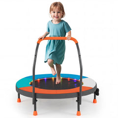 90 cm Folding  Mini Trampoline for Kids with Lights and Padded Safety Cover-Multicolor