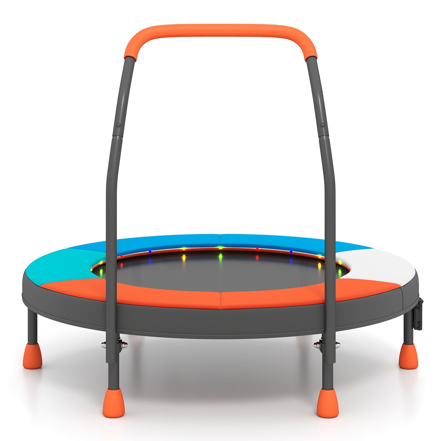 90 cm Folding  Mini Trampoline for Kids with Lights and Padded Safety Cover-Multicolor