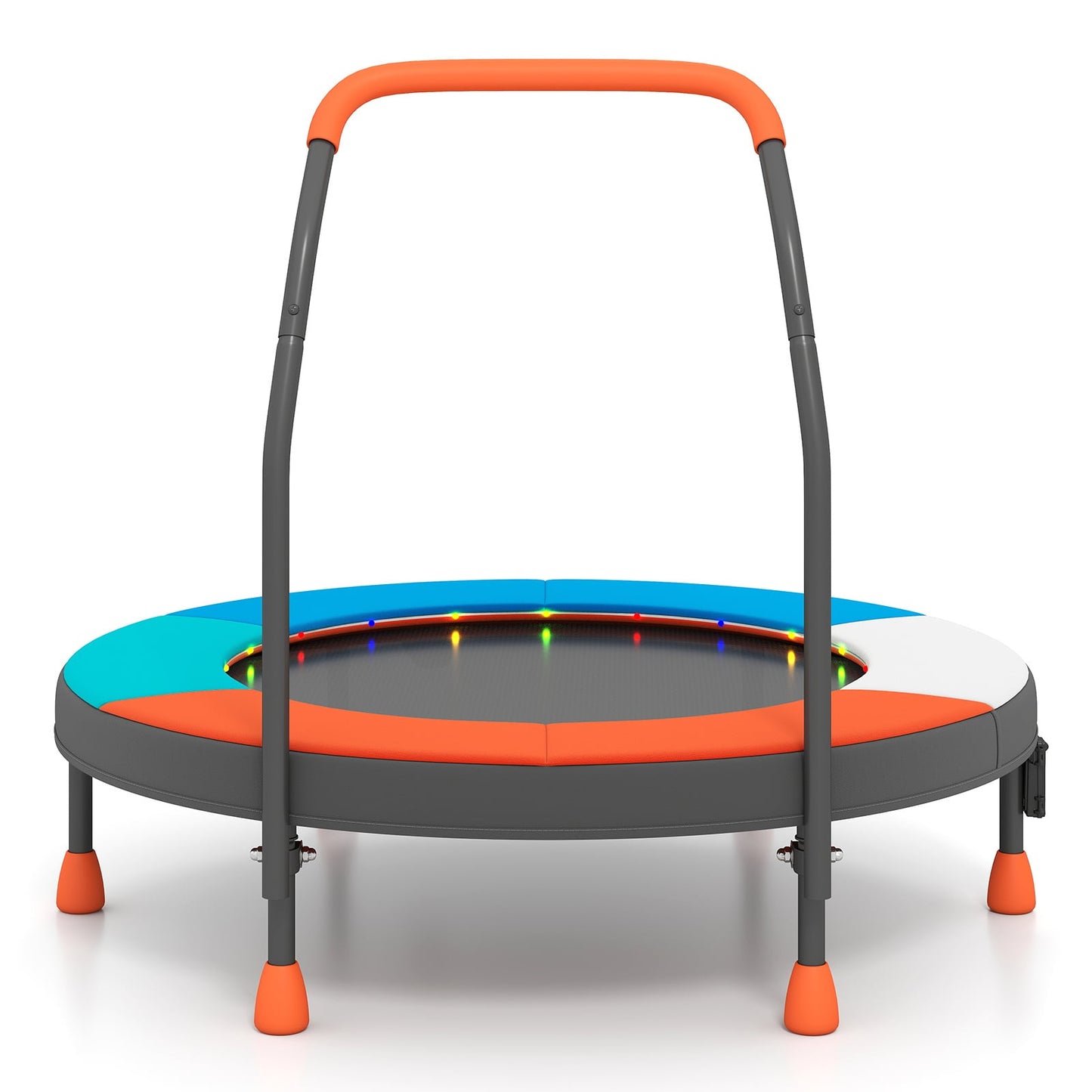 90 cm Folding  Mini Trampoline for Kids with Lights and Padded Safety Cover-Multicolor