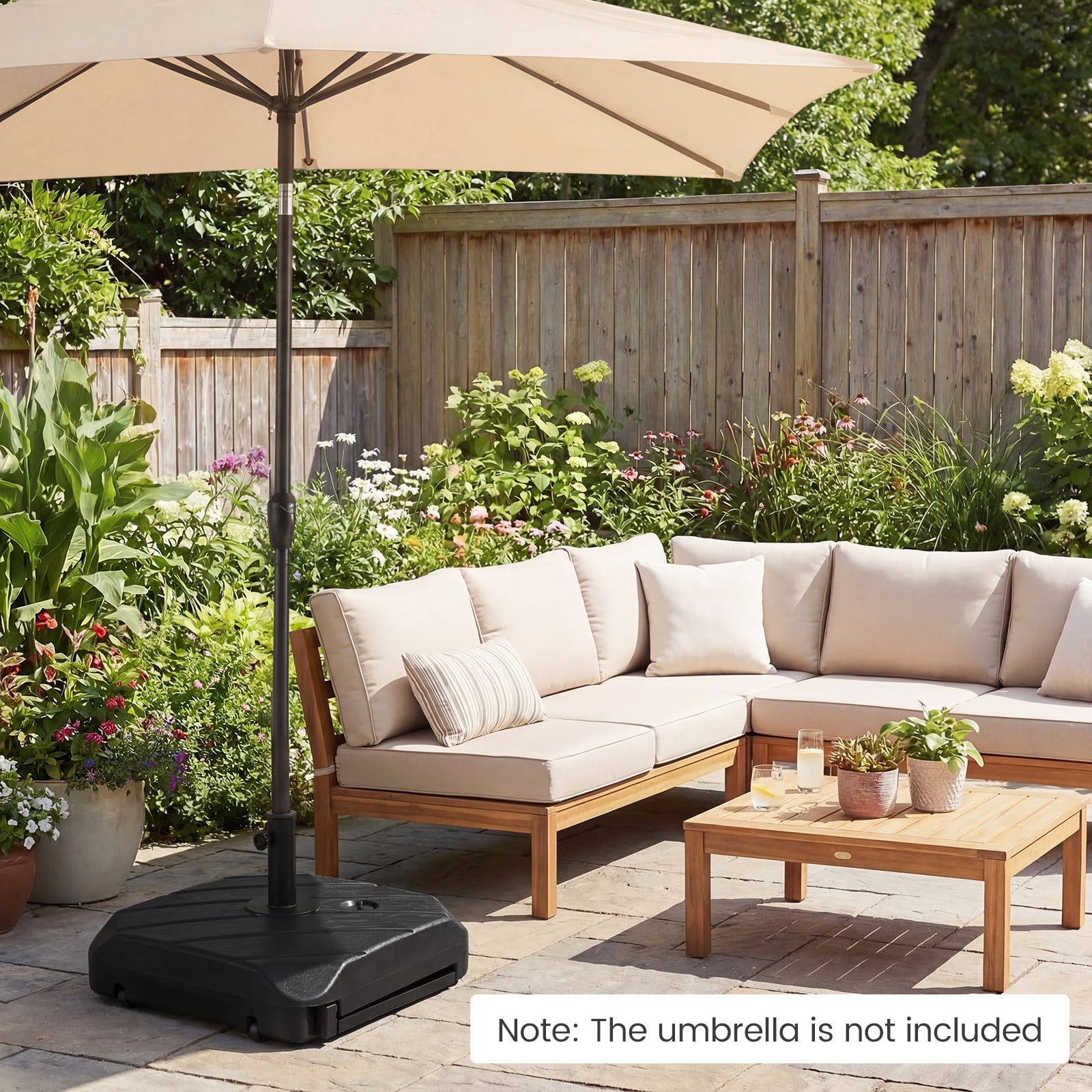90 kg Fillable Patio Umbrella Base with Wheels and Telescopic Pull Rod