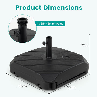 90 kg Fillable Patio Umbrella Base with Wheels and Telescopic Pull Rod