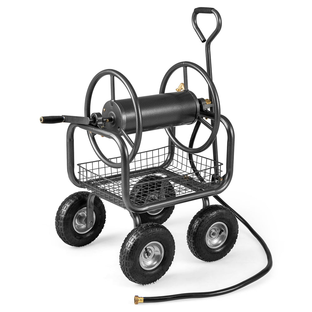 90 m of 16 mm Large Capacity Garden Hose Reel Cart-Grey