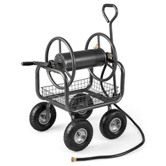 90 m of 16 mm Large Capacity Garden Hose Reel Cart-Grey
