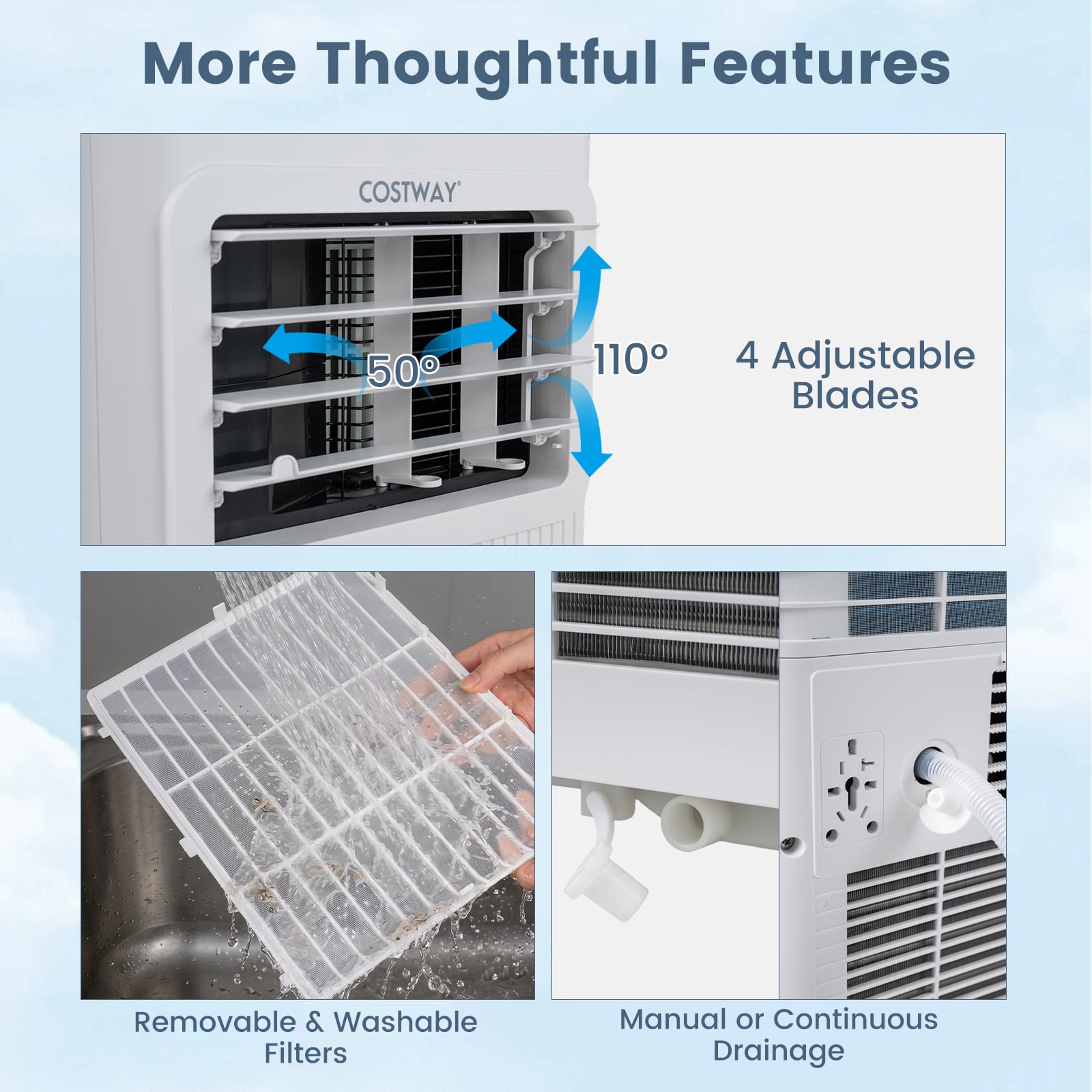 9000 BTU Portable Air Conditioner with Sleep Mode and 24H Timer-White