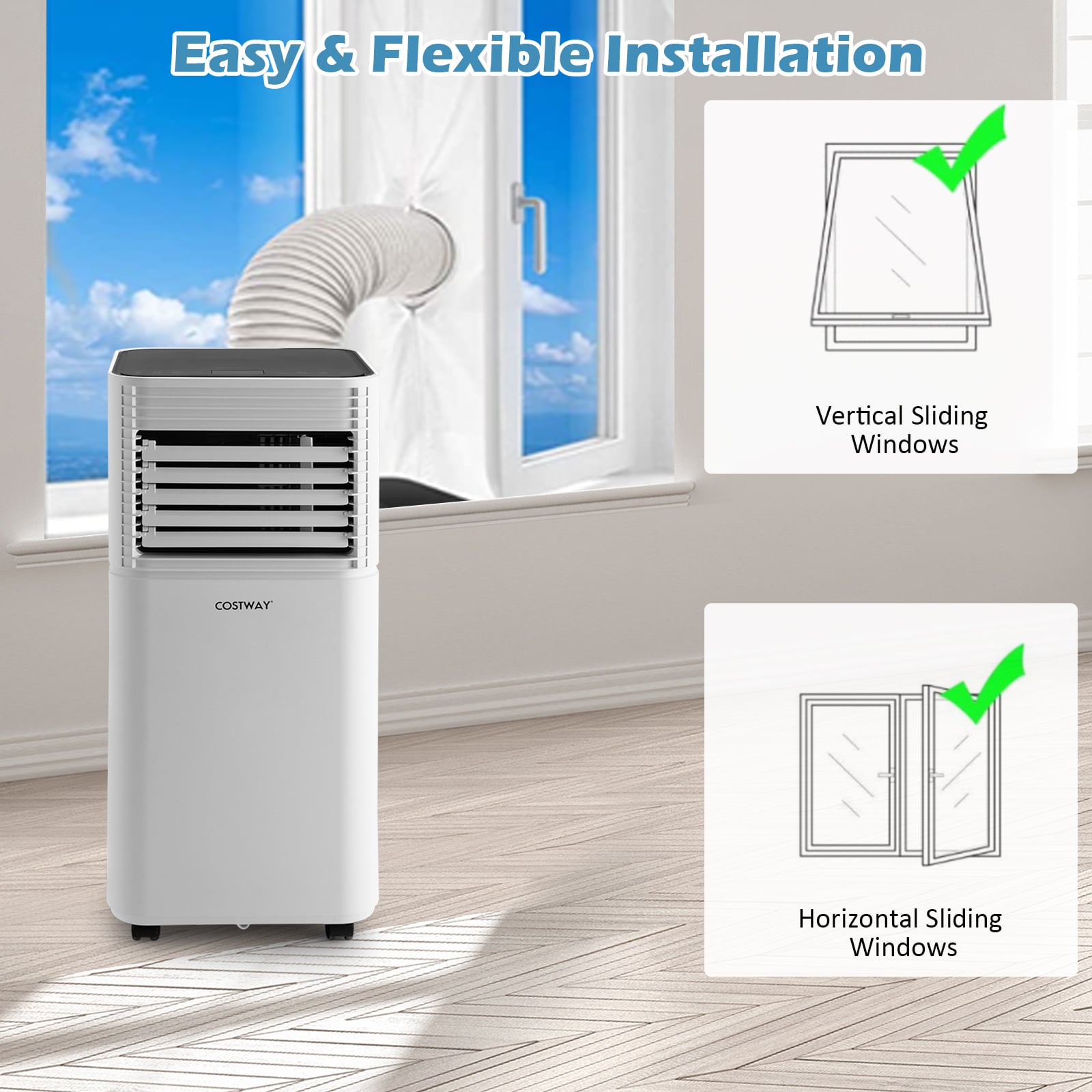 9000 BTU 3-in-1 Portable Air Conditionerwith Fan and Dehumidifier Mode-Black