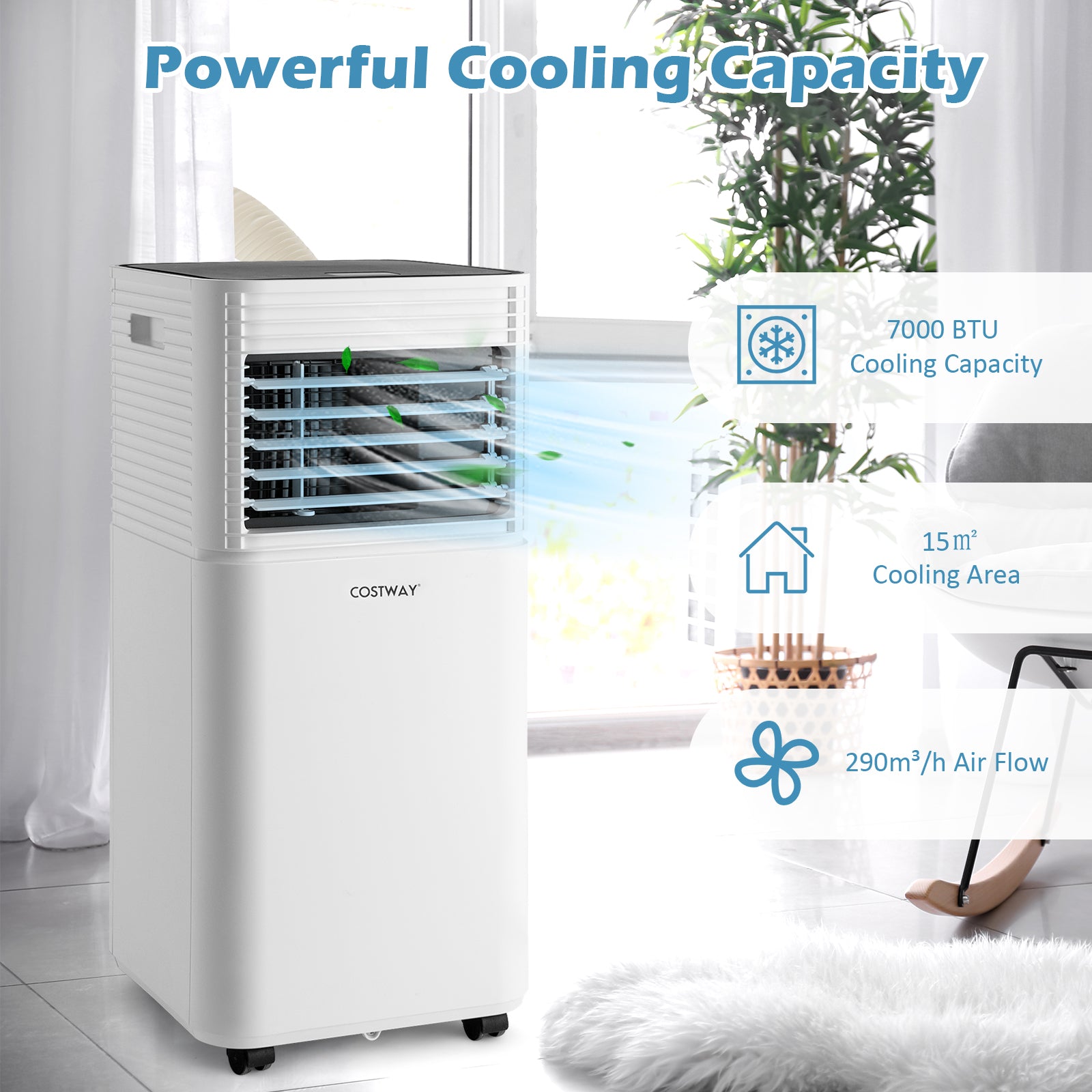 9000 BTU 3-in-1 Portable Air Conditionerwith Fan and Dehumidifier Mode-Black