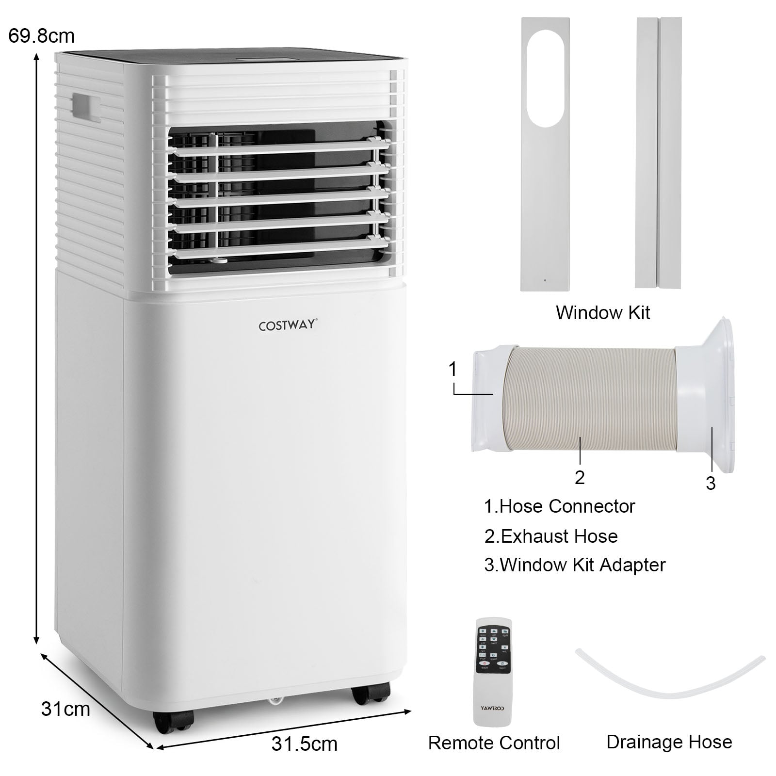 9000 BTU 3-in-1 Portable Air Conditionerwith Fan and Dehumidifier Mode-Black