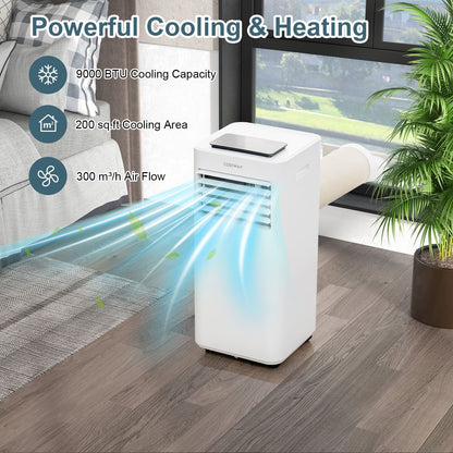 7000/9000 BTU 4-in-1 Portable AC Unit with Remote Control-9000 BTU