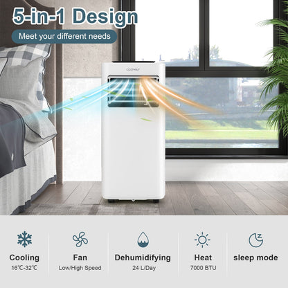 7000/9000 BTU 4-in-1 Portable AC Unit with Remote Control-9000 BTU