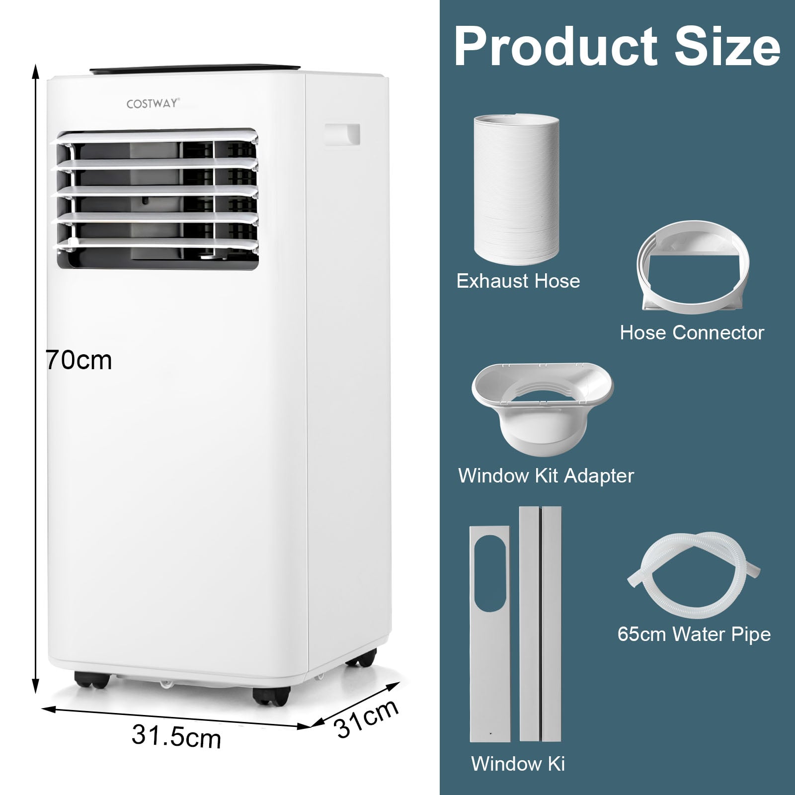 7000/9000 BTU 4-in-1 Portable AC Unit with Remote Control-9000 BTU