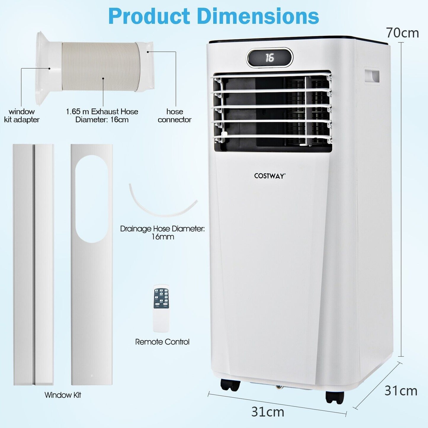 9000 BTU Portable Air Conditioner with 24H Timer