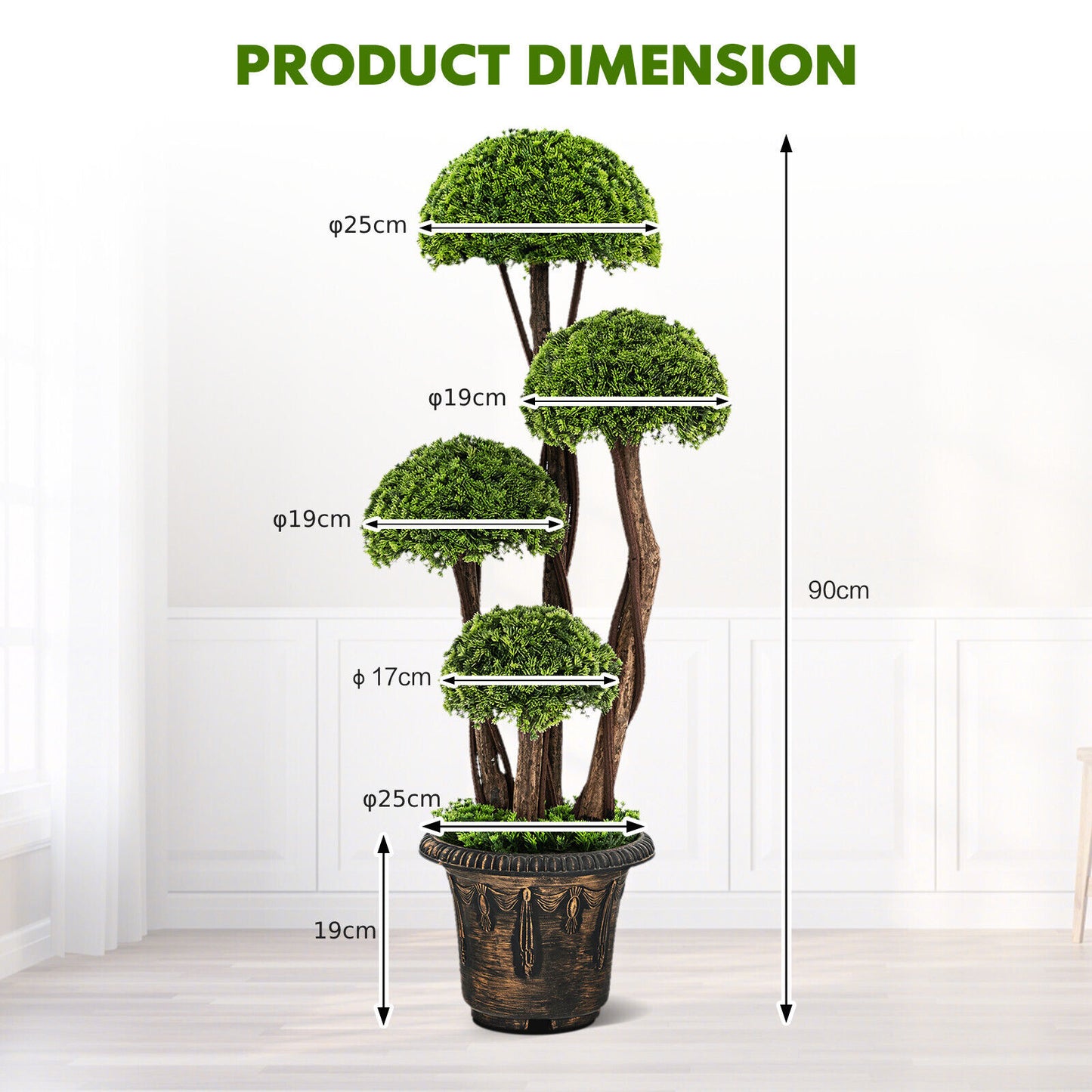 90cm Artificial Cypress Tree with Pot
