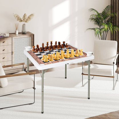 90 CM Folding Chess Table with Removable Table Mat