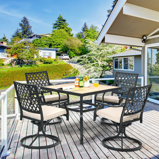 90 cm Square Patio Dining Table with Powder-Coated Steel Frame
