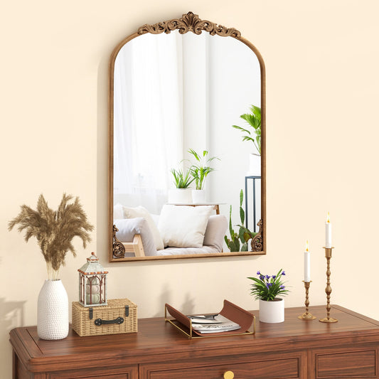 90 x 61cm Antiqued Gold Wall Mirror with Baroque Ornate Frame-M
