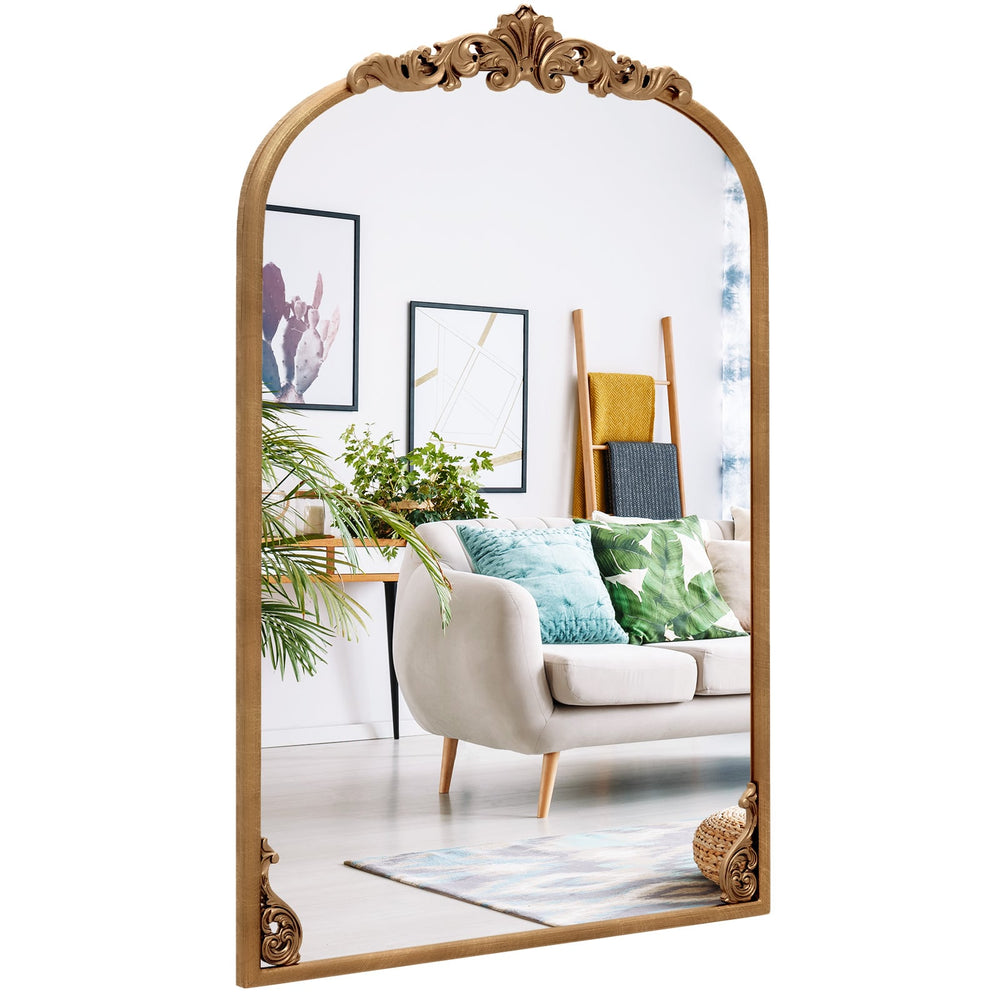 90 x 61cm Antiqued Gold Wall Mirror with Baroque Ornate Frame-M
