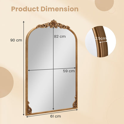 90 x 61cm Antiqued Gold Wall Mirror with Baroque Ornate Frame-M