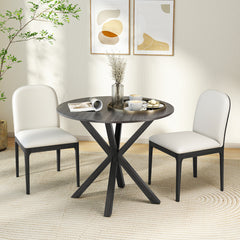 90CM Wood Dining Table with Intersecting Pedestal Base-Black