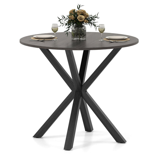 90CM Wood Dining Table with Intersecting Pedestal Base-Black
