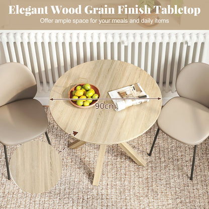 90CM Wood Dining Table with Intersecting Pedestal Base-Brown
