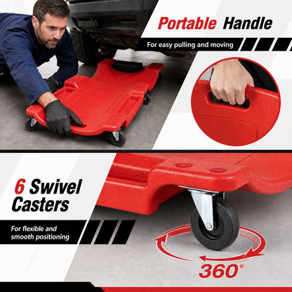 91 CM Low Profile Rolling Garage Creeper with Padded Headrest-Red