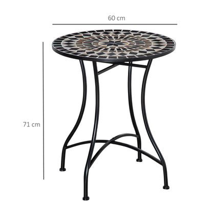 Outsunny â60cm Mosaic Outdoor Patio Table - Black