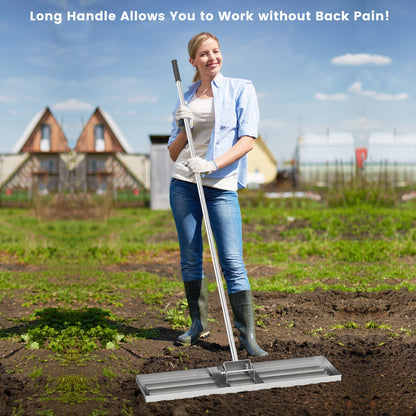 75/91/106 x 25cm Lawn Leveling Rak with Ergonomic Handle-91 x 25 cm-Silver