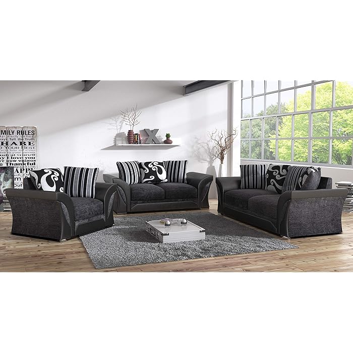 Ferol Fabric Footstool - Black/Grey