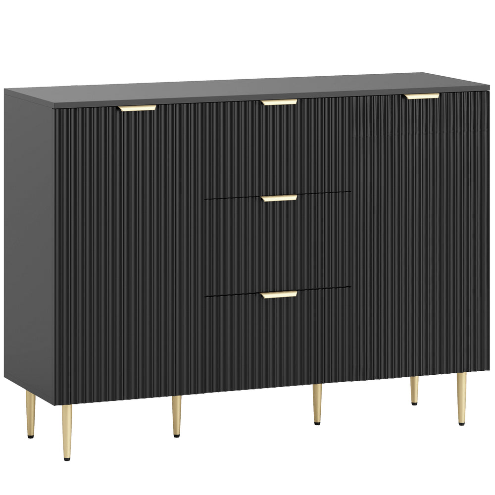 HOMCOM 2-Door Sideboard with 3 Drawers and Adjustable Shelves - Black