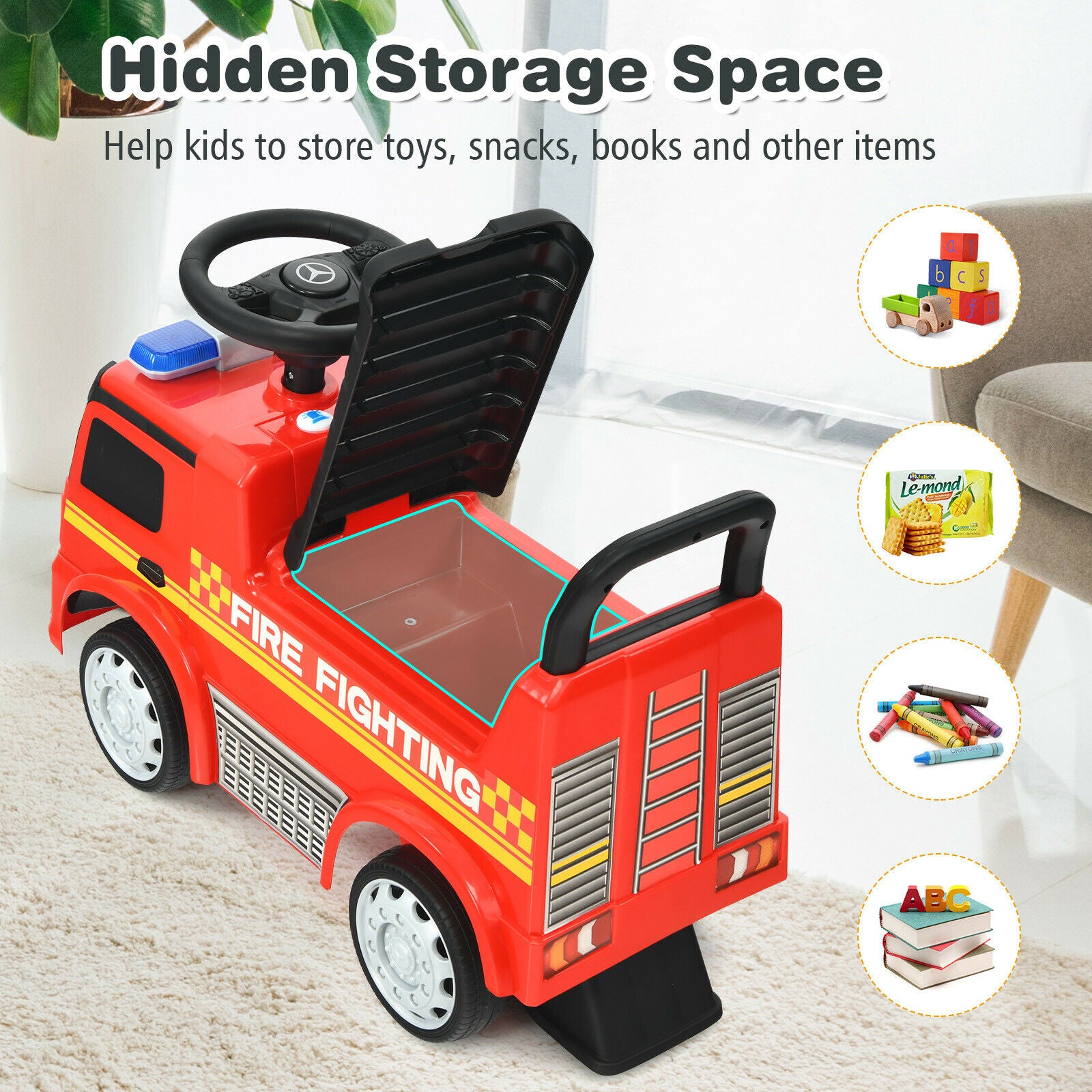 Kid's Ride On Push Car Licensed Mercedes Benz Firefighter