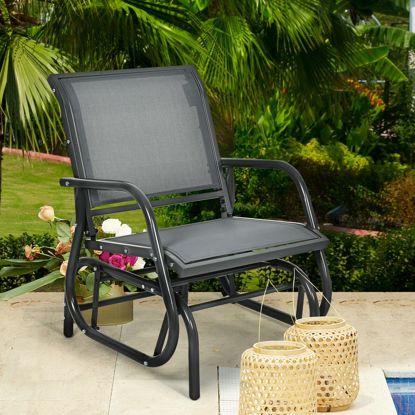 Outdoor Single Swing Glider Rocking Chair for Backyard