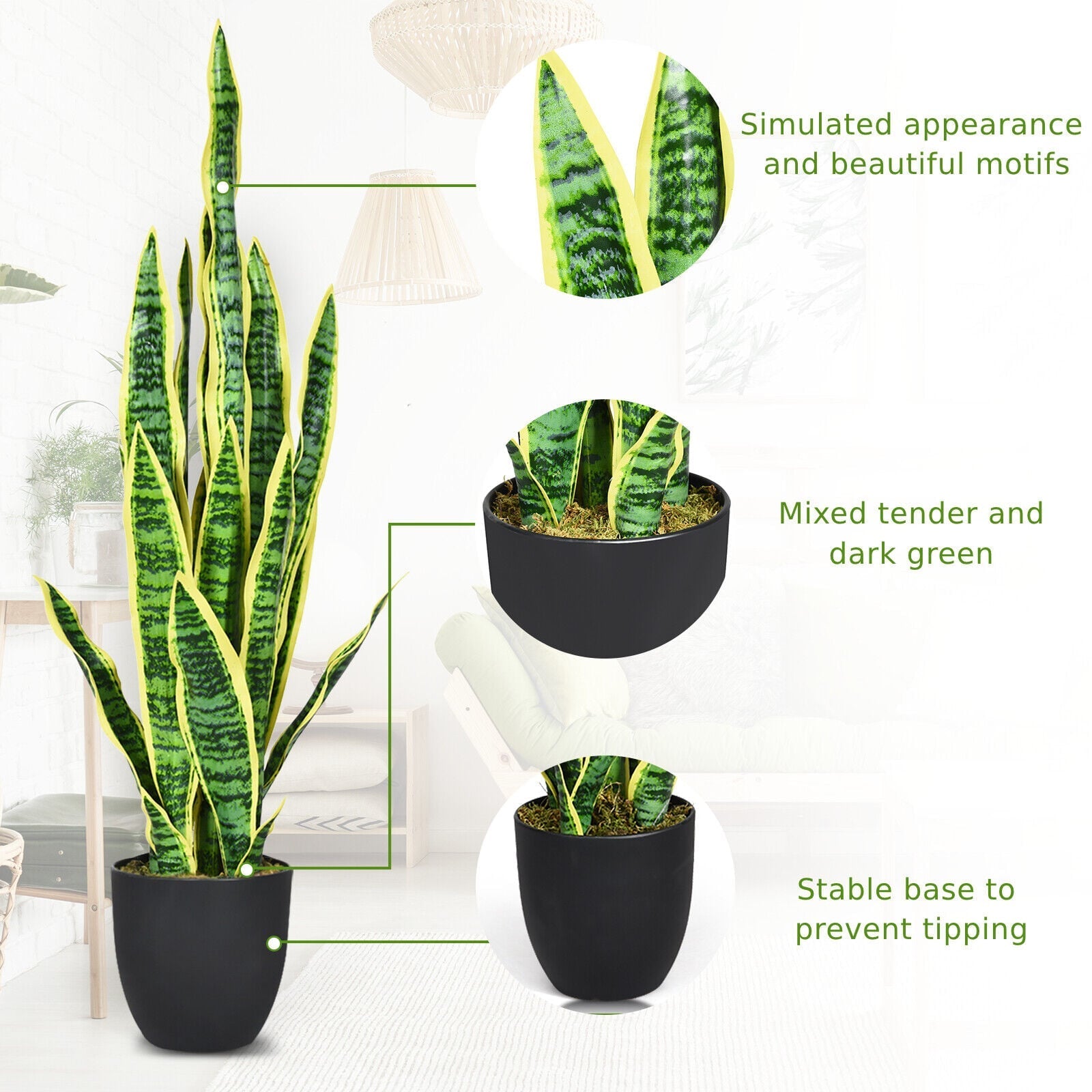 93cm Artificial Snake Plant with Pot