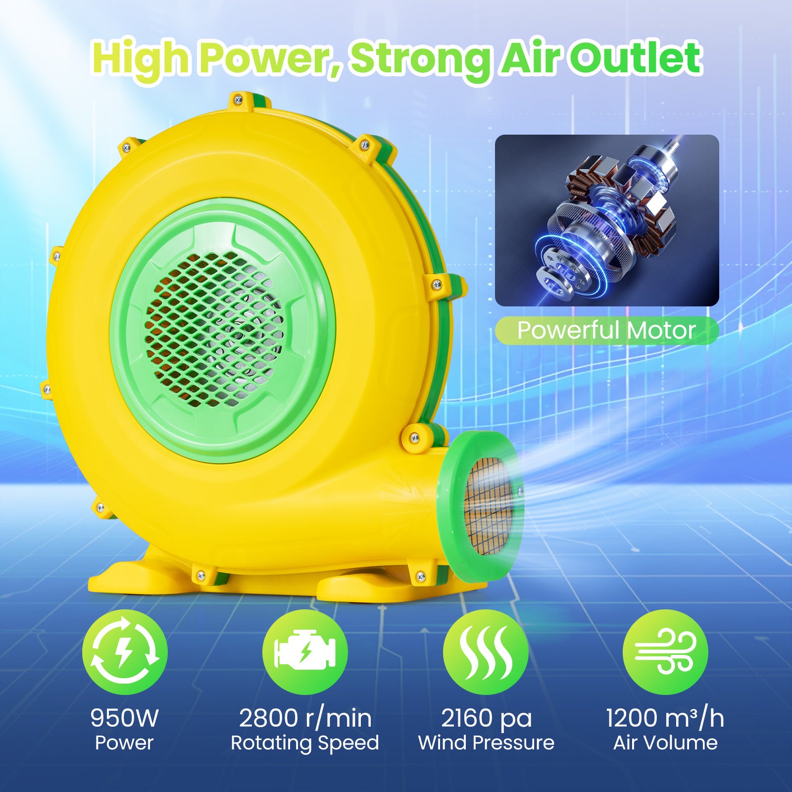 950W Bounce House Air Blower with Handle