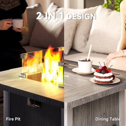 Outsunny 50,000 BTU Gas Fire Pit Table, with Cover - Dark Grey