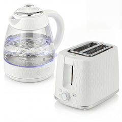 HOMCOM Kettle and Toaster Set, 1.7L 3000W Rapid Kettle with Limescale Filter, 2 Slice Toaster with 7 Browning Controls, Cream