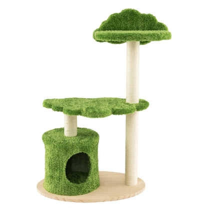 97 cm Cute Cat Tree with Fully Wrapped Sisal Scratching Posts-Green