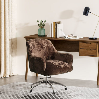 Velvet Upholstered Wheeled Swivel Office Chair